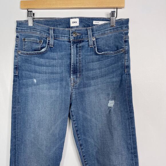 Edwin Womens 28 Elin Crop Straight Jeans Faded Blue Slim Leg Denim Cotton Blend - Picture 3 of 11